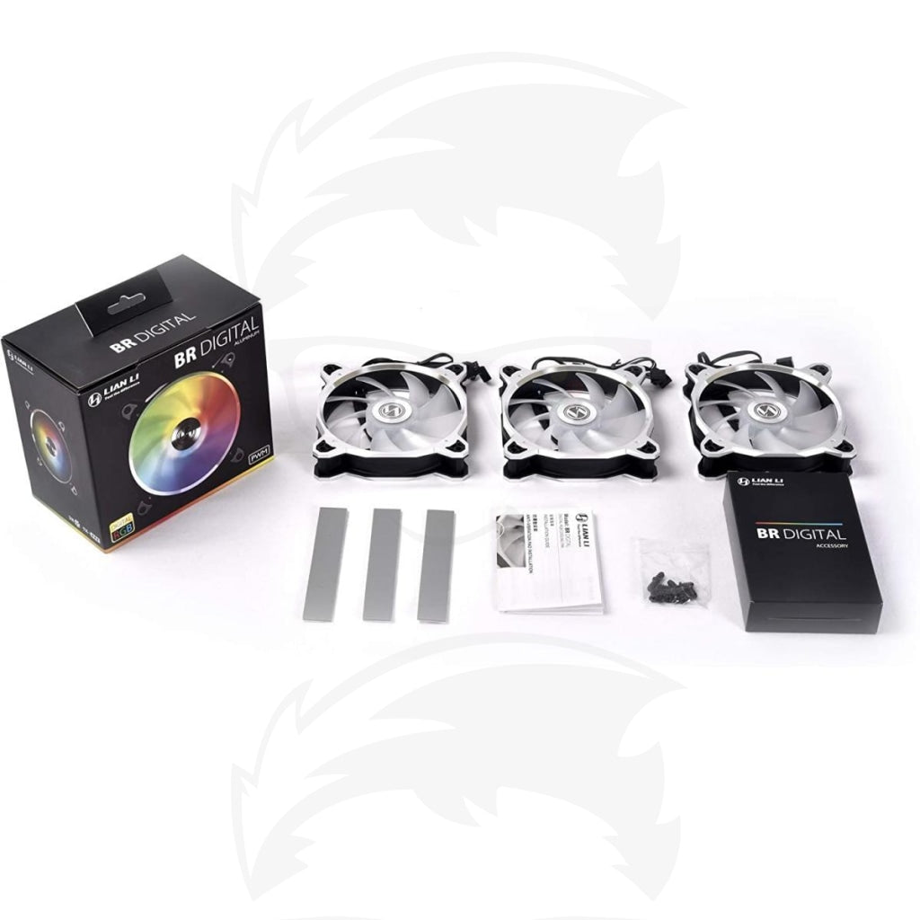 LIAN LI Bora RGB 120mm , 3 Fans Pack - Silver/Black/White LIAN LI Bora RGB 120mm , 3 Fans Pack - Silver/Black/White